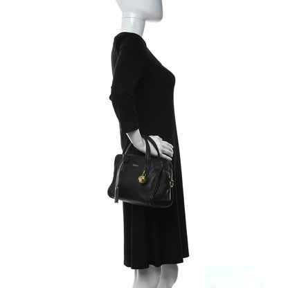 Alexander McQueen Pebbled Calfskin Mini Skull Padlock Zip Around Tote Black 3 of 12