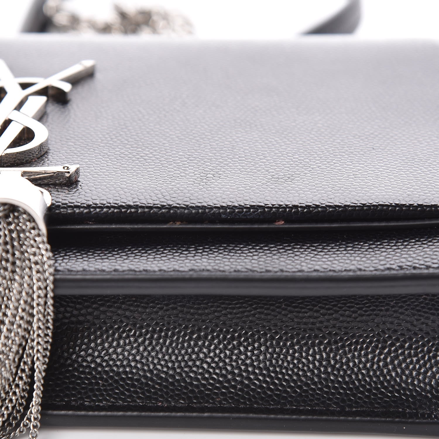 Saint Laurent Grain De Poudre Classic Monogram Kate Tassel Chain Wallet Black 10 of 12