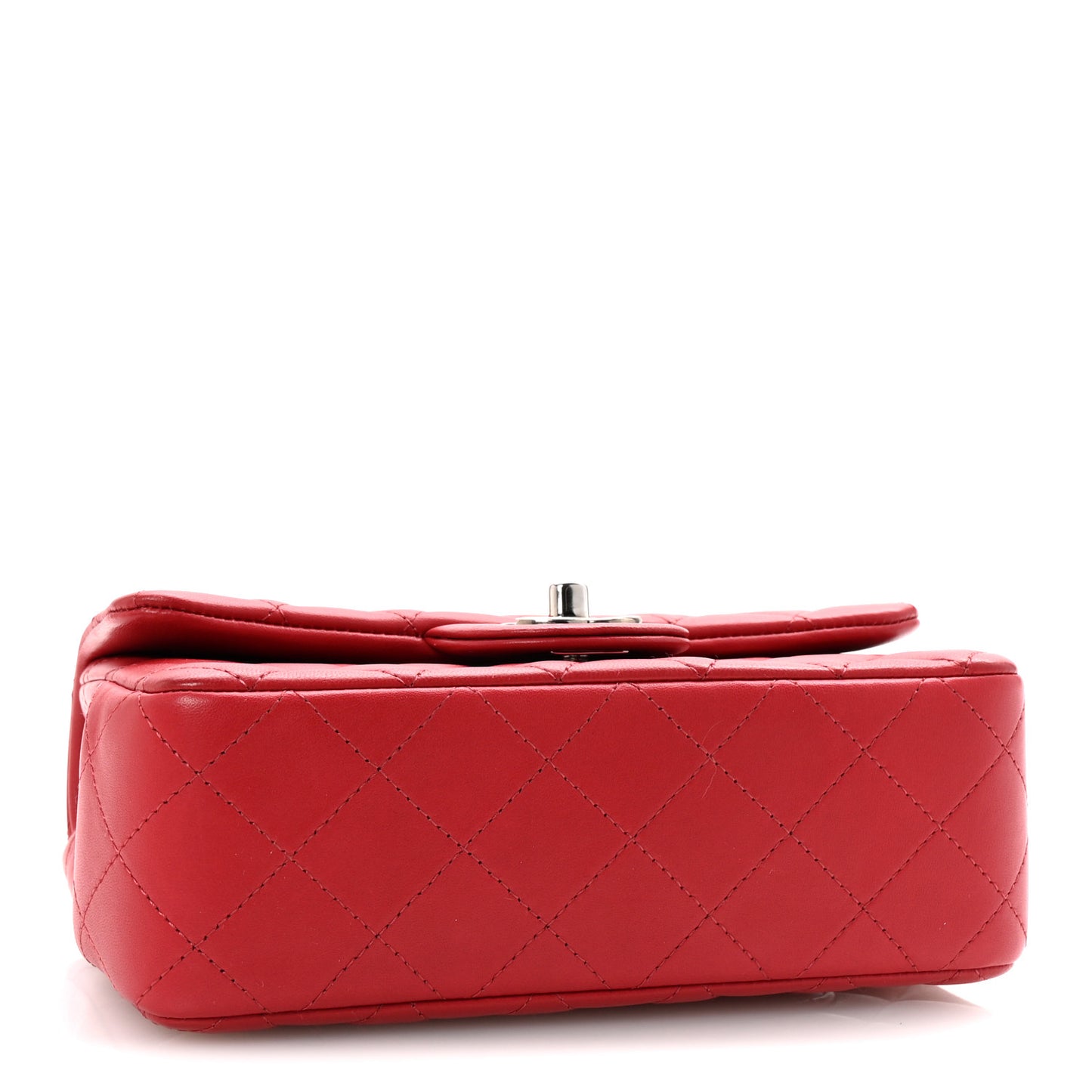 Lambskin Quilted Mini Rectangular Flap Red