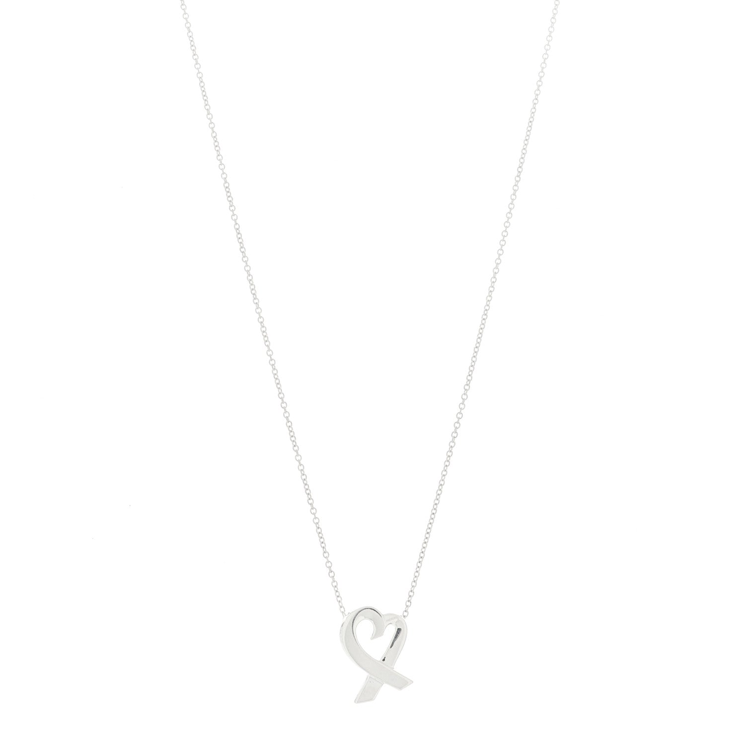 Tiffany Sterling Silver Paloma Picasso Loving Heart Pendant Necklace 1 of 6