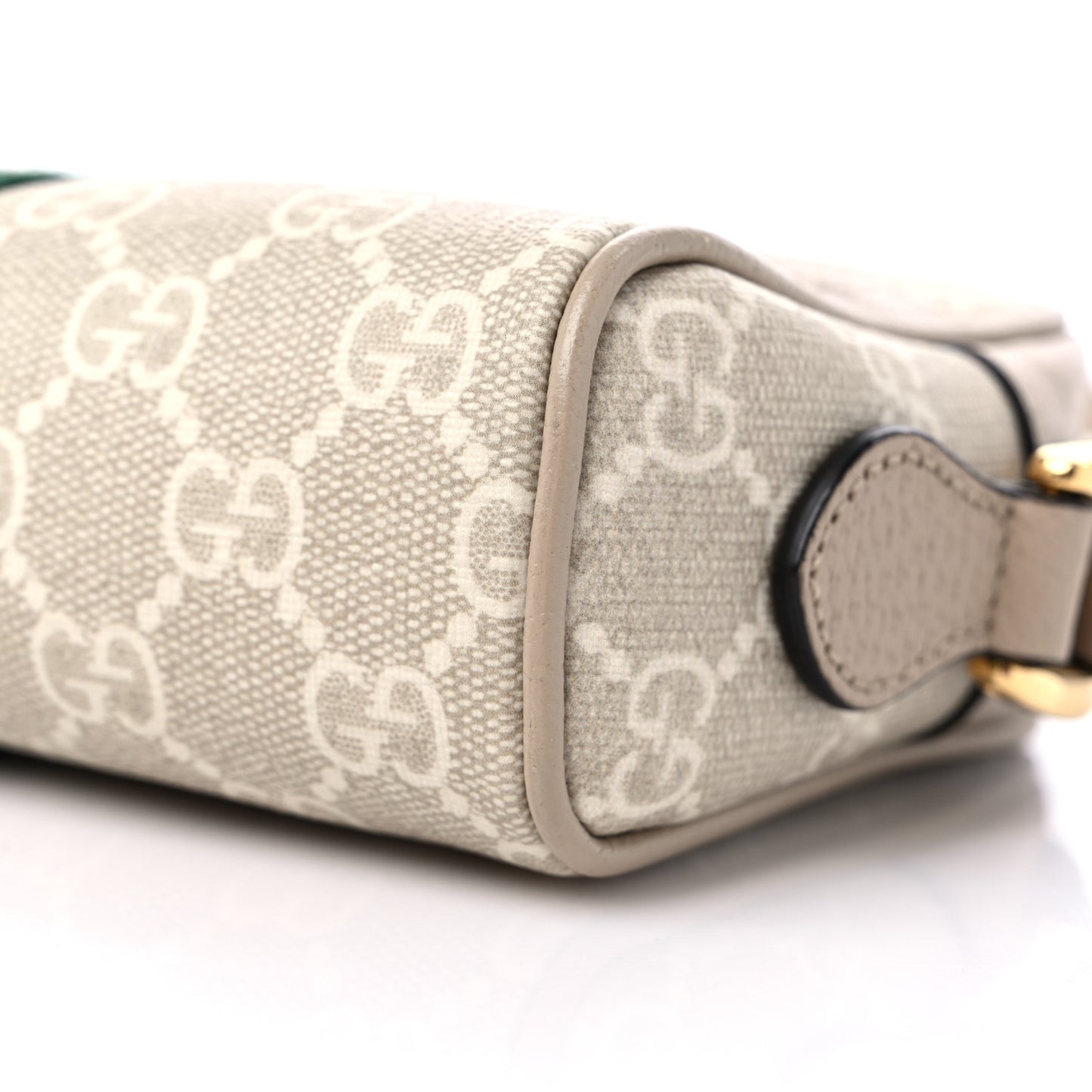 GG Supreme Monogram Textured Calfskin Web Mini Ophidia Shoulder Bag Beige Mystic White Oatmeal