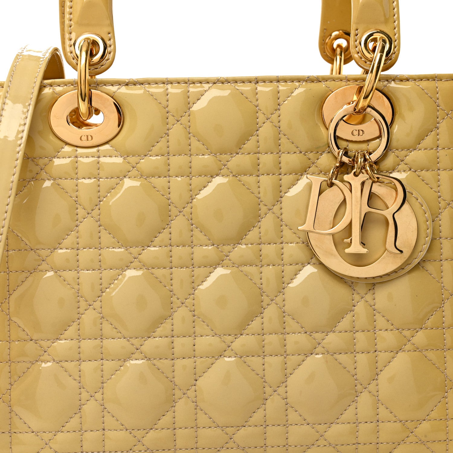 Christian Dior Patent Cannage Medium Lady Dior Beige 1794511