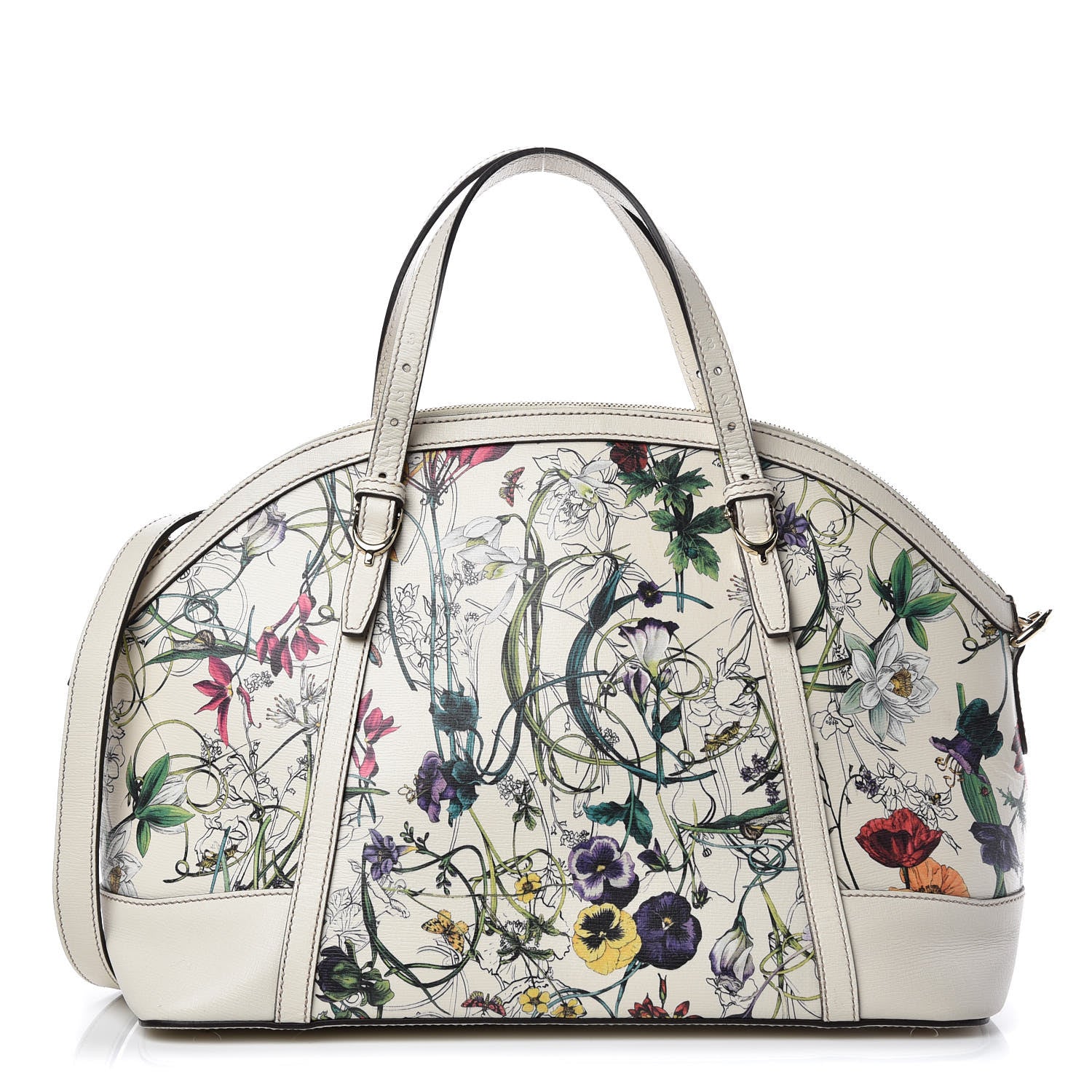 Gucci Canvas Flora Infinity Medium Nice Top Handle Dome Bag White 1 of 11