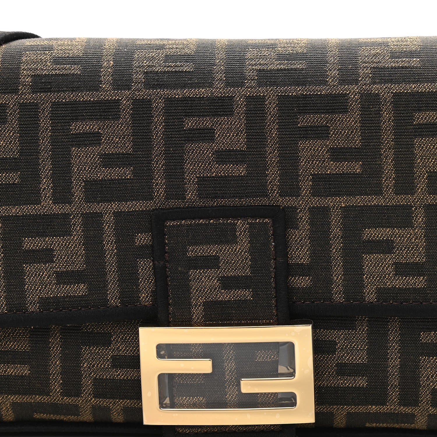 Fendi Fabric Jacquard FF 1974 Medium Baguette Tobacco Moro Black 7 of 9
