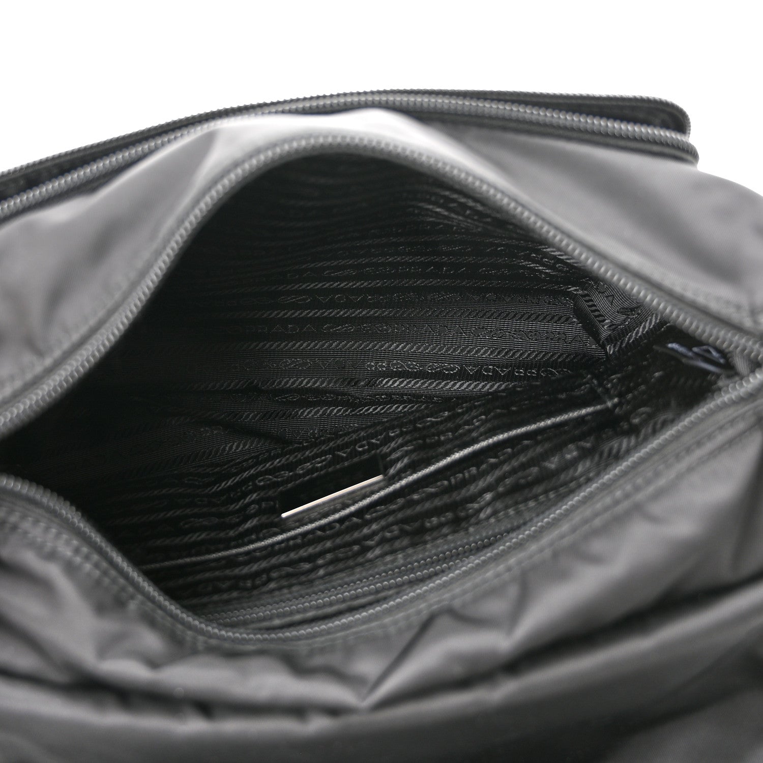 Prada Re-Nylon Vela Saffiano Pocket Double Buckle Messenger Shoulder Bag Black 4 of 8