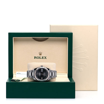 Rolex Stainless Steel 18K White Gold 41mm Oyster Perpetual Wimbledon Datejust Watch Slate 126334 5 of 5