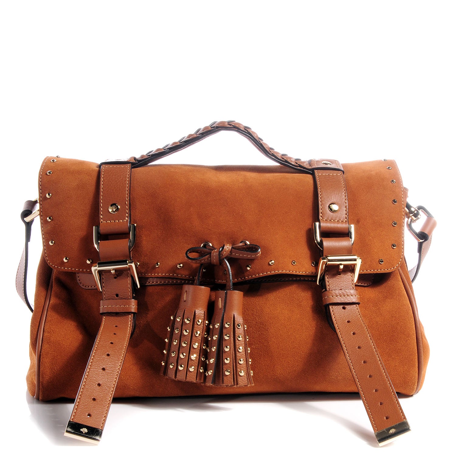 Mulberry Heavy Suede Alexa Tassel Satchel Oak 1 of 13
