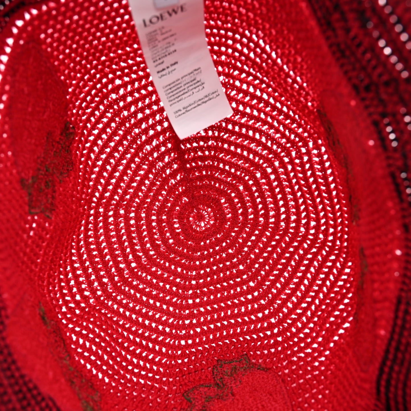 X PAULA'S IBIZA Crochet Beaded Strawberry Bucket Hat S Red