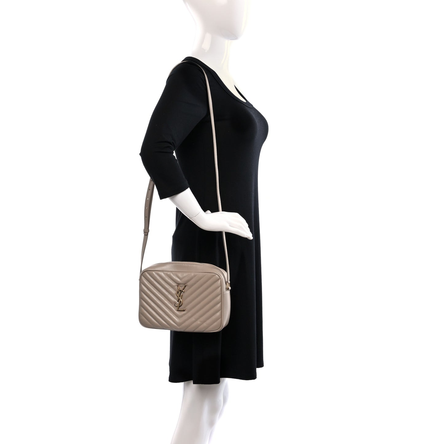 Calfskin Matelasse Monogram Lou Camera Bag Dark Beige