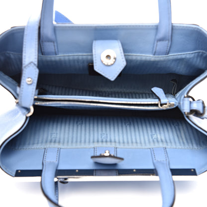 Fendi Vitello Elite Flamingo Petite 2Jours Tote Azzurro Nebula 5 of 14