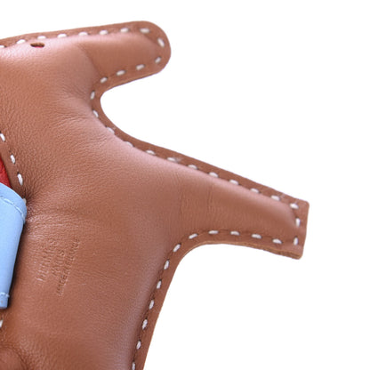 Hermes Milo Lambskin Grigri Rodeo Horse Bag Charm PM Sesame Rouge Indien Celeste 3 of 4