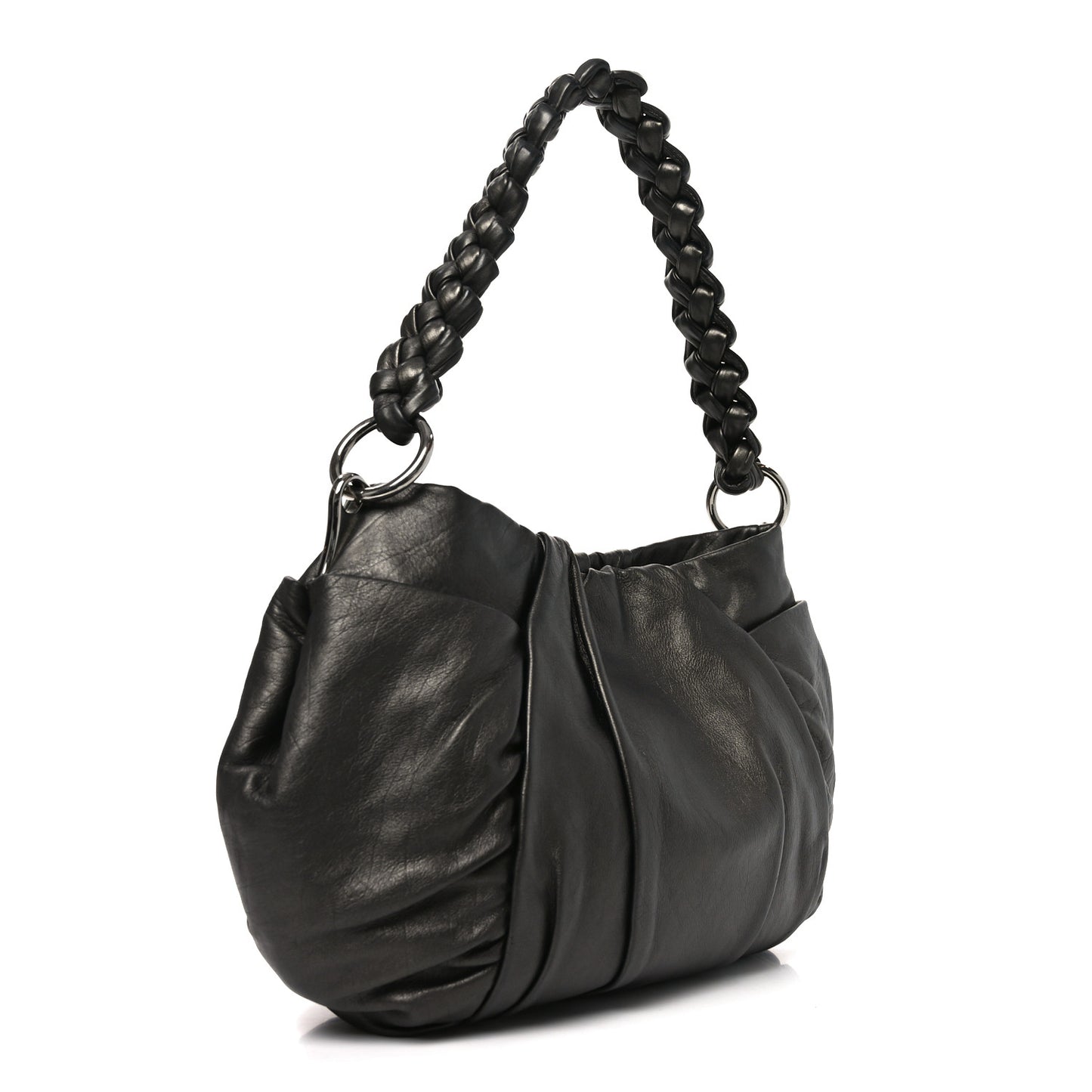 Royal Calf Pleated Hobo Grafite Mordore