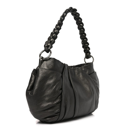 Prada Royal Calf Pleated Hobo Grafite Mordore 3 of 9