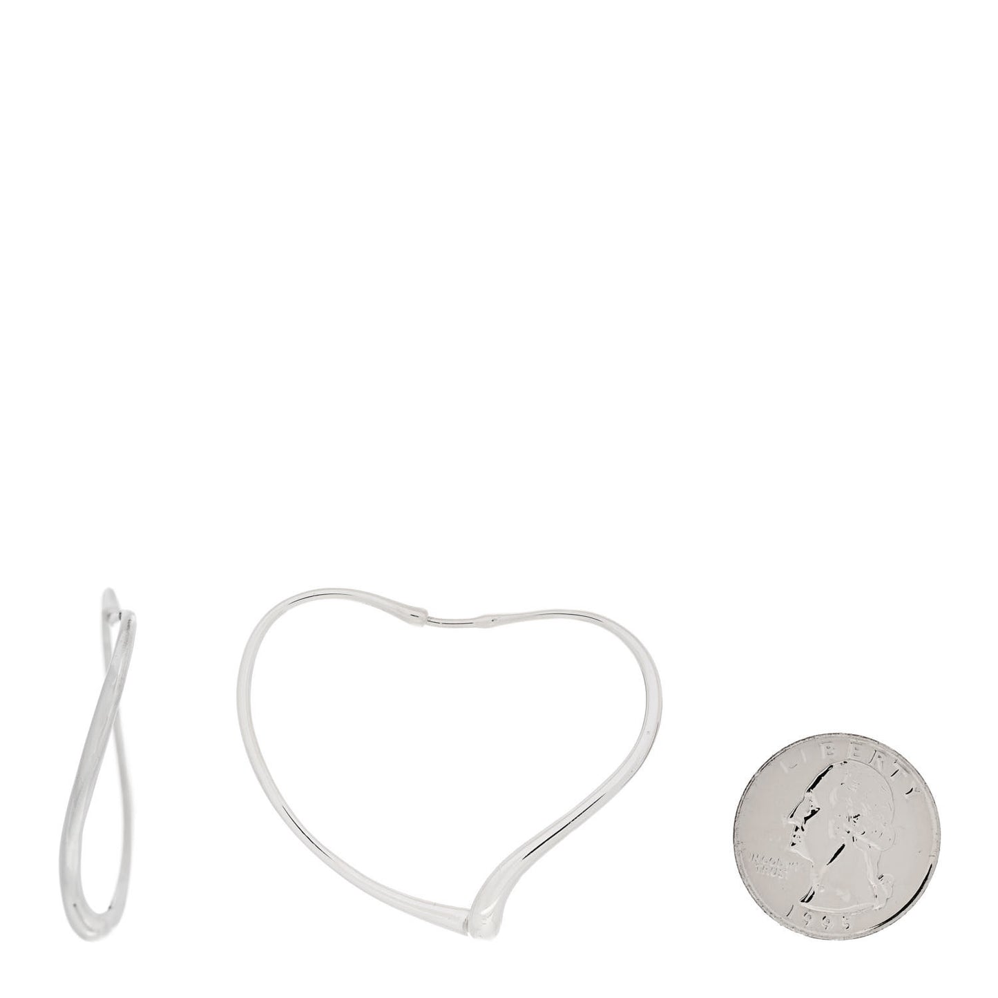 Sterling Silver Large Elsa Peretti Open Heart Hoop Earrings
