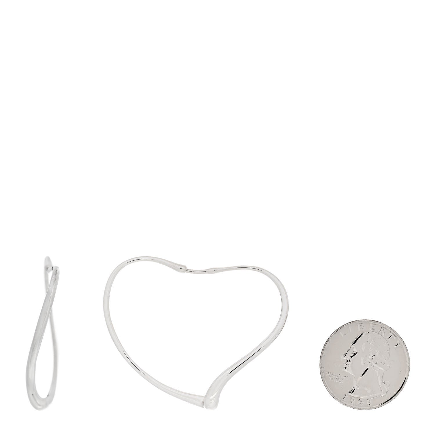 Tiffany Sterling Silver Large Elsa Peretti Open Heart Hoop Earrings 2 of 5