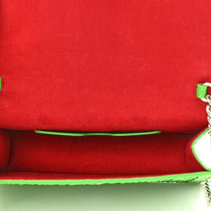 Alexander McQueen Lambskin Pleated Skull Small Chain Crossbody Bag Acid Green 5 of 9