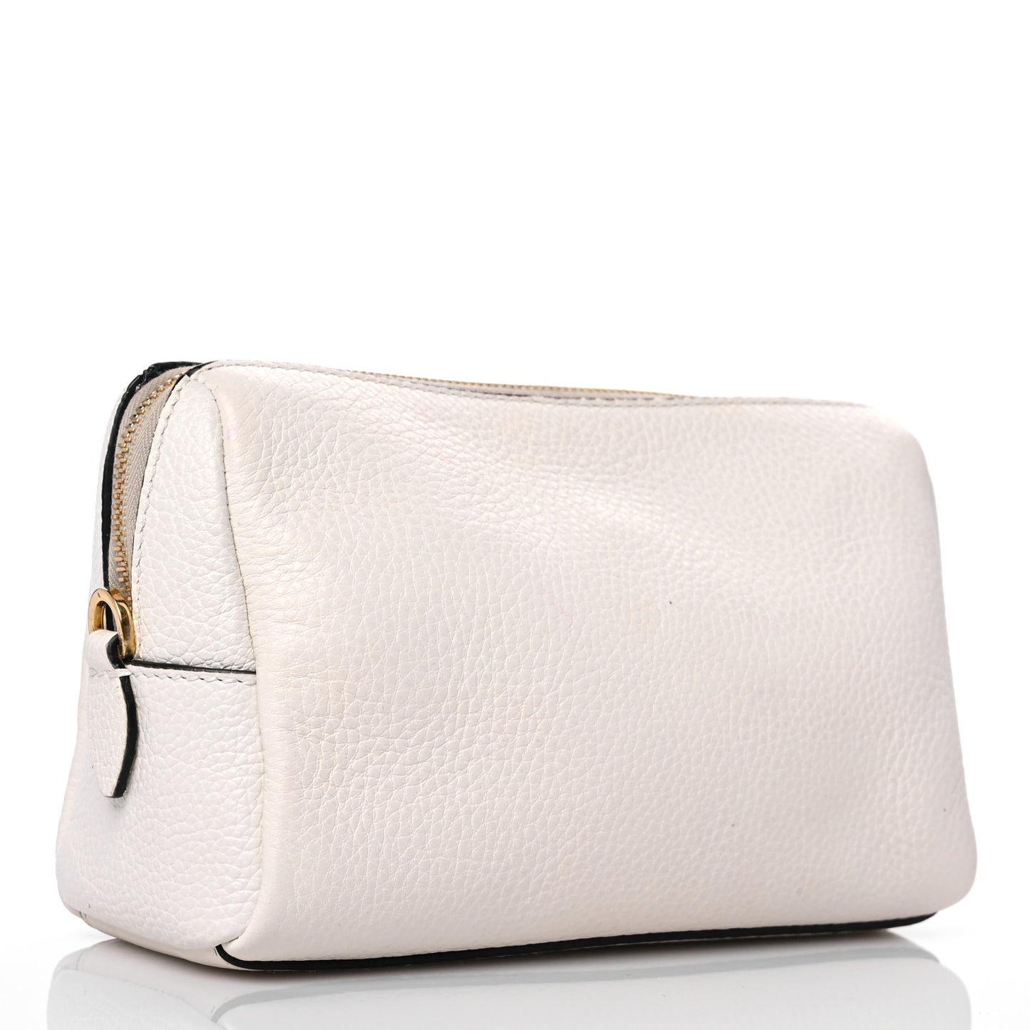 Vitello Daino Cosmetic Pouch White