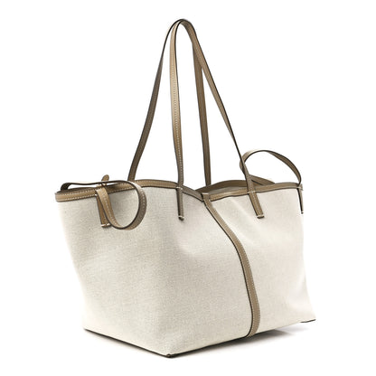 Burberry Cotton Canvas Mini Logo Horseferry Tote Bag Off White 4 of 15