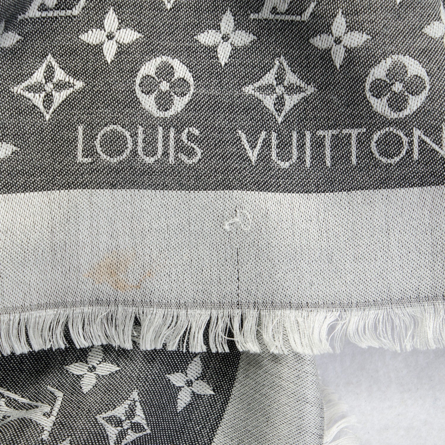 Louis Vuitton Wool Silk Monogram Denim Shawl Black 6 of 6