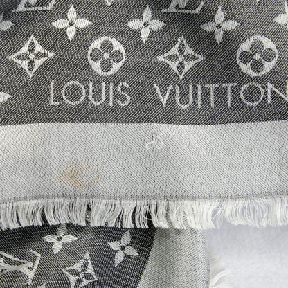Louis Vuitton Wool Silk Monogram Denim Shawl Black 6 of 6