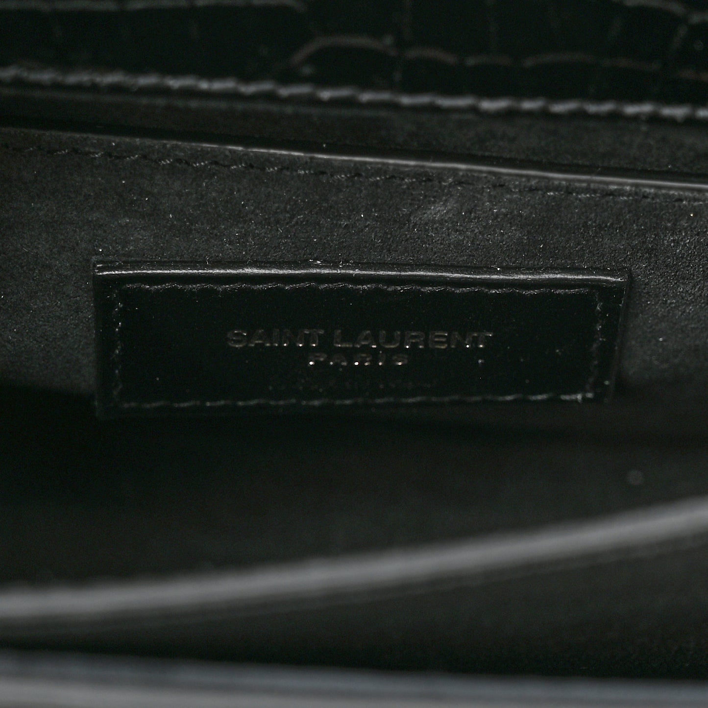 Calfskin Crocodile Embossed Medium Monochrome Monogram Sunset Black
