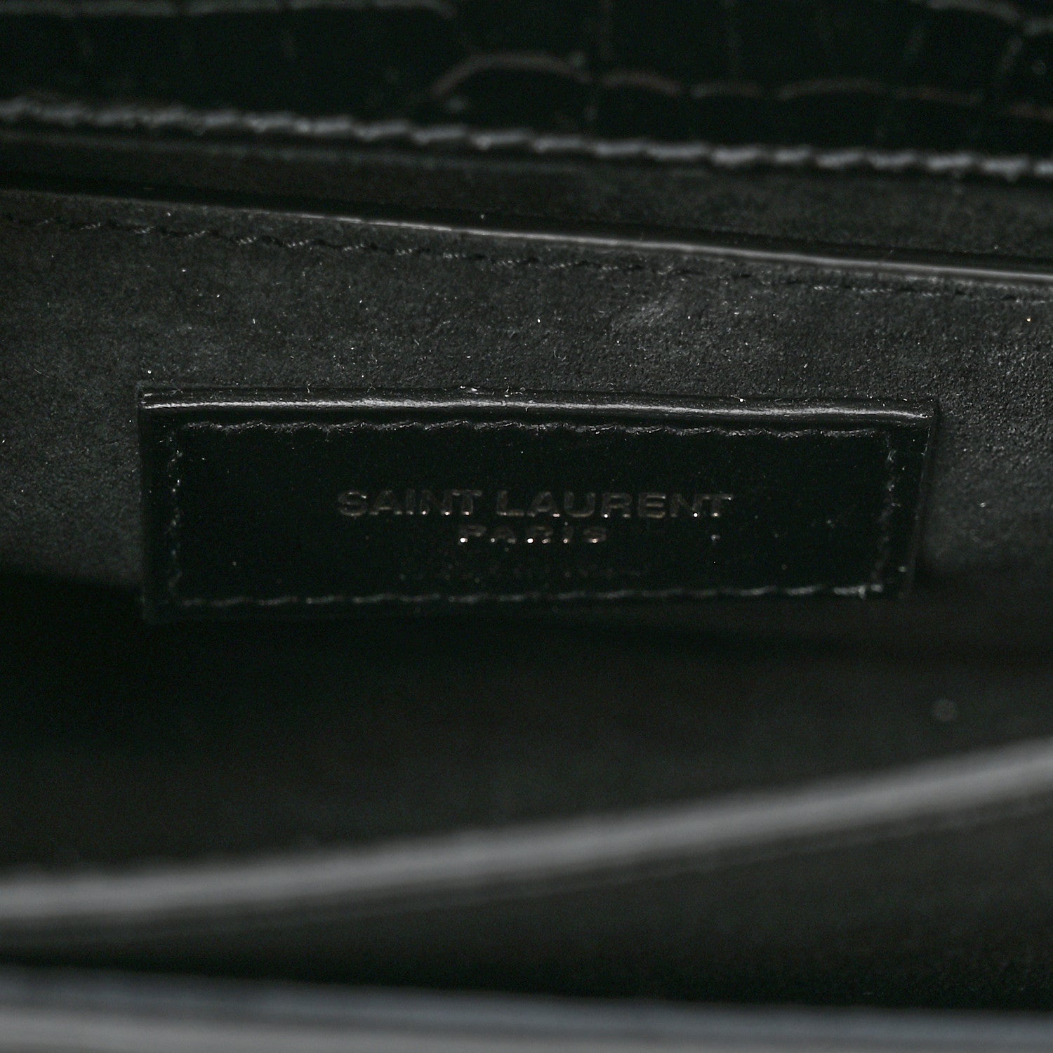 Saint Laurent Calfskin Crocodile Embossed Medium Monochrome Monogram Sunset Black 7 of 11