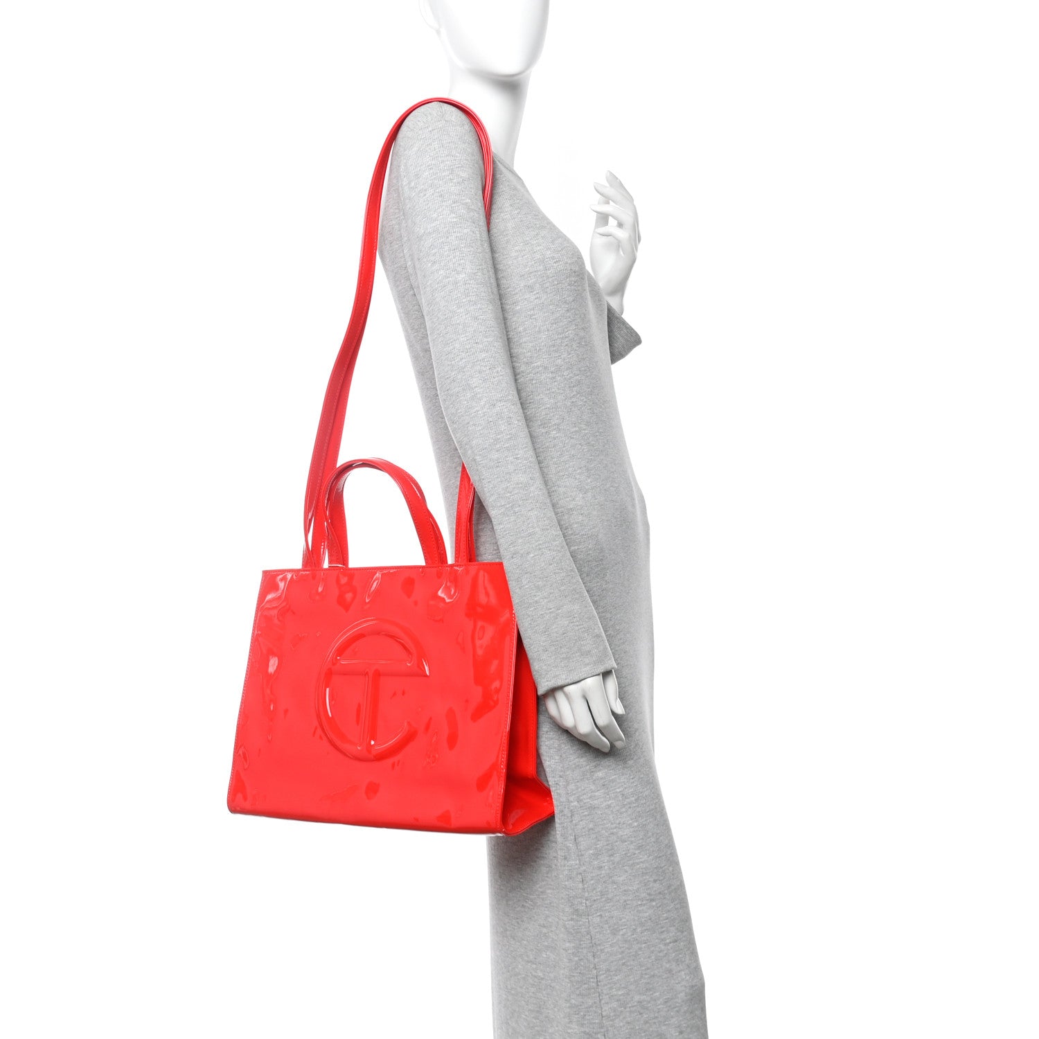 Telfar Patent Vegan Leather Medium Shopping Bag Red 2 of 10