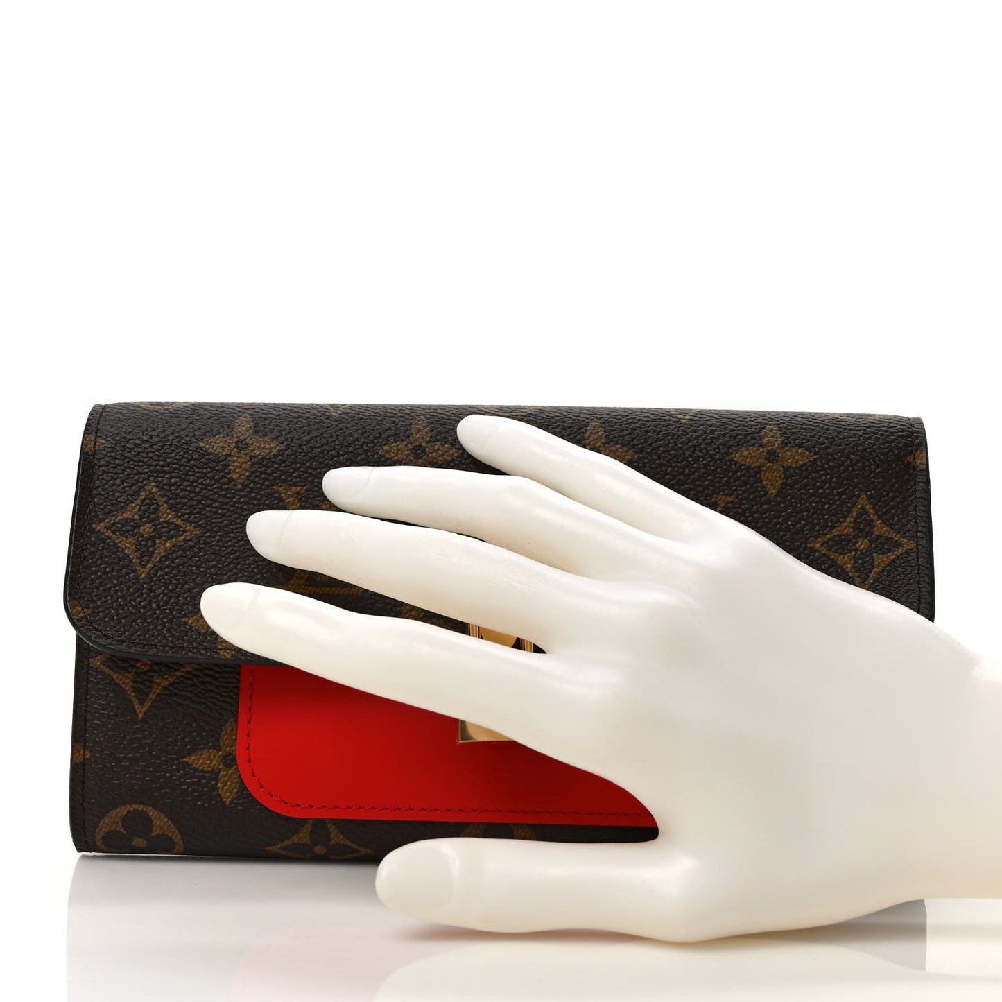 Monogram Flower Lock Long Wallet Coquelicot