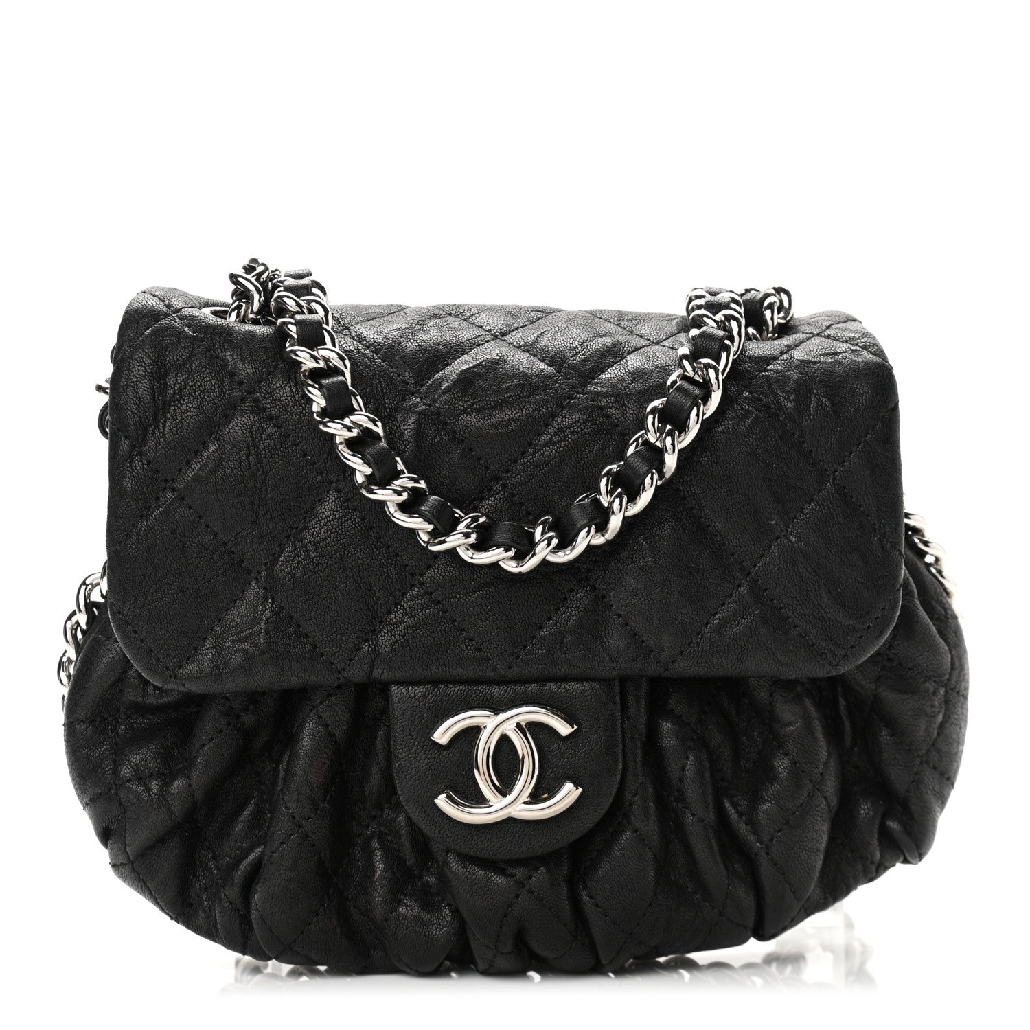 Chanel Washed Lambskin Quilted Medium Chain Around Flap Black 1 of 10