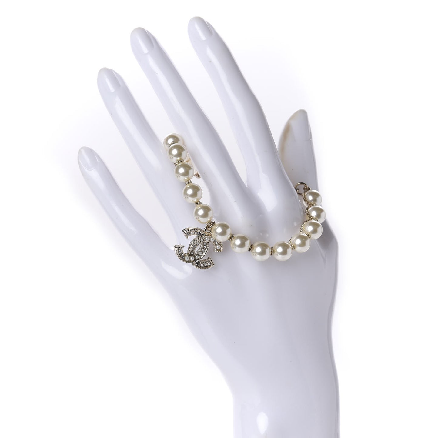Pearl Crystal CC Bracelet Gold