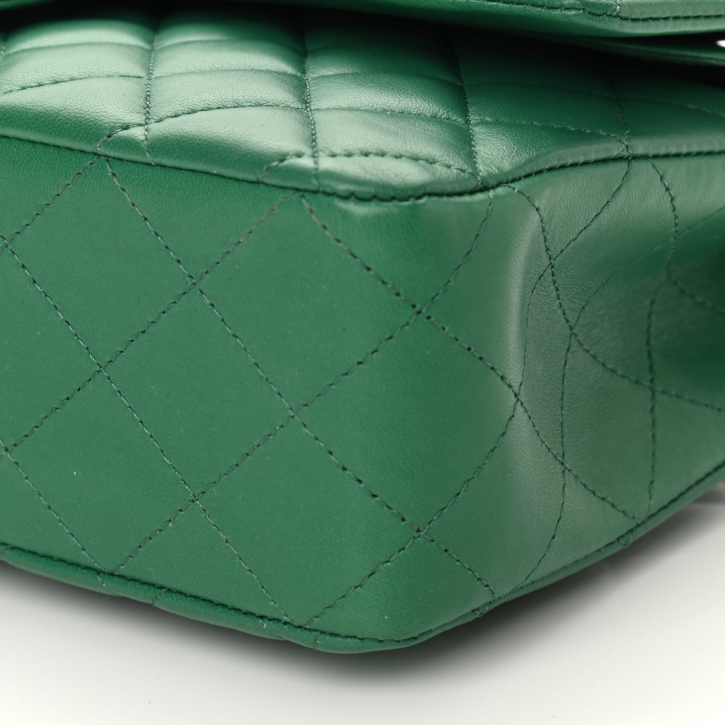 Lambskin Quilted Medium Double Flap Green