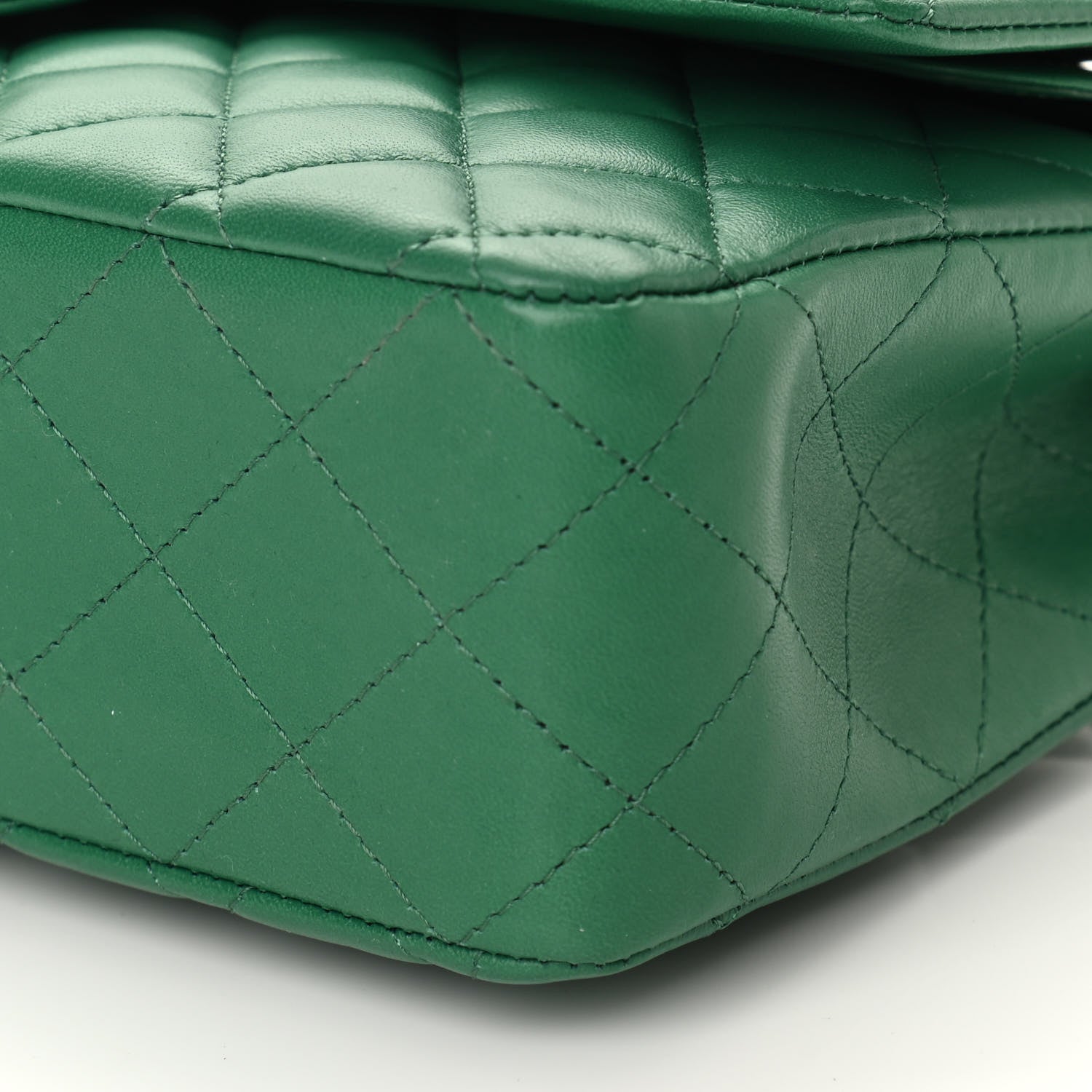Chanel Lambskin Quilted Medium Double Flap Green 10 of 12