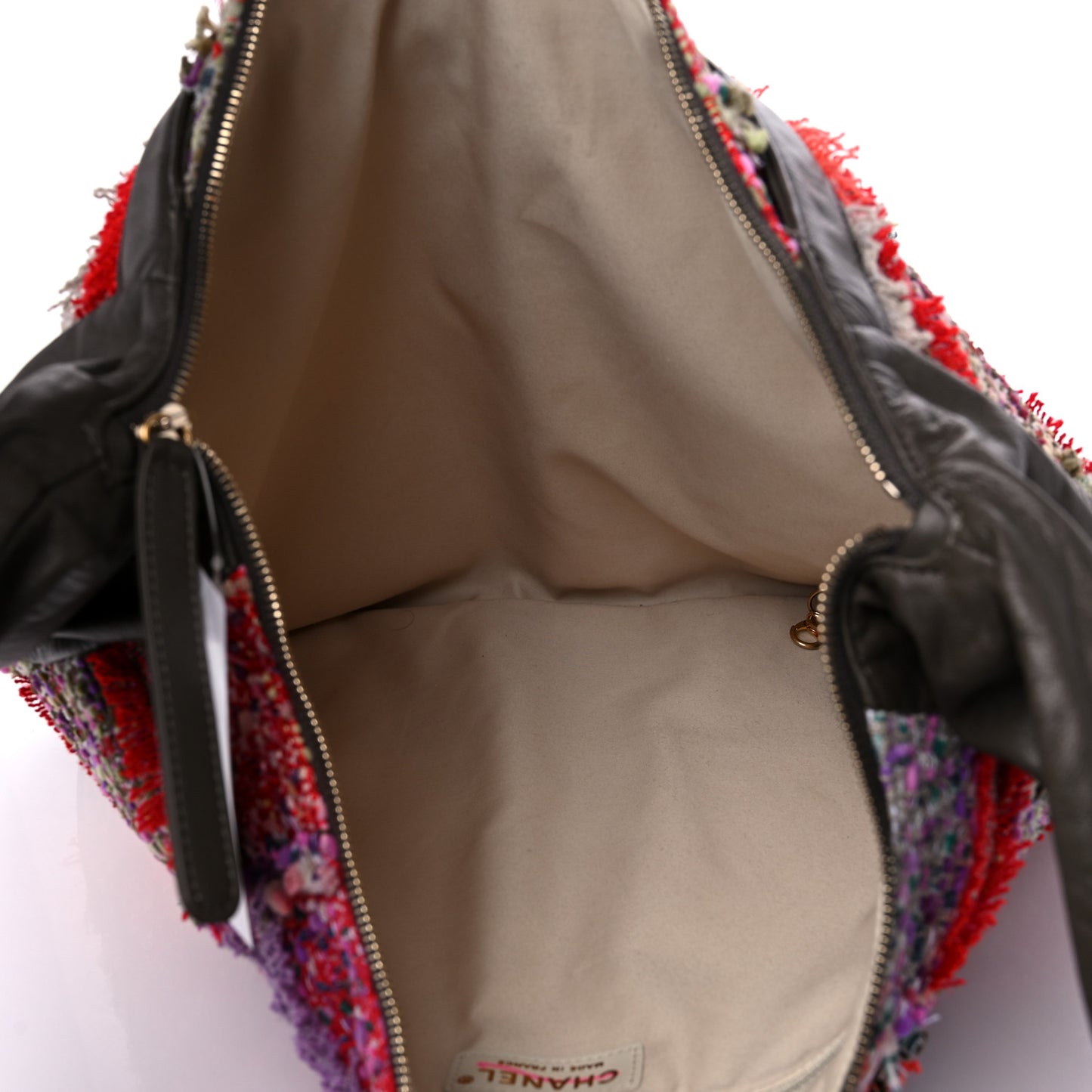 Tweed Lambskin Large Girl Bag Multicolor Khaki