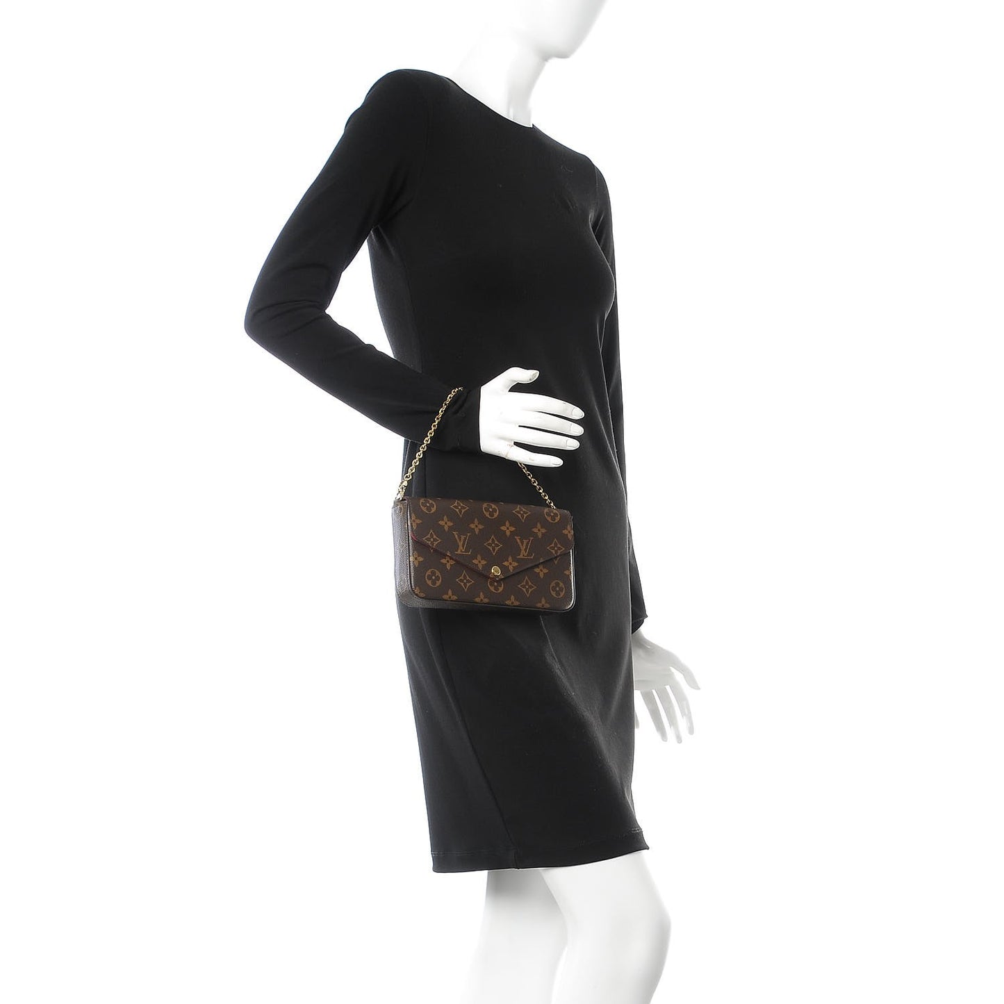 Monogram Pochette Felicie Chain Wallet Fuchsia