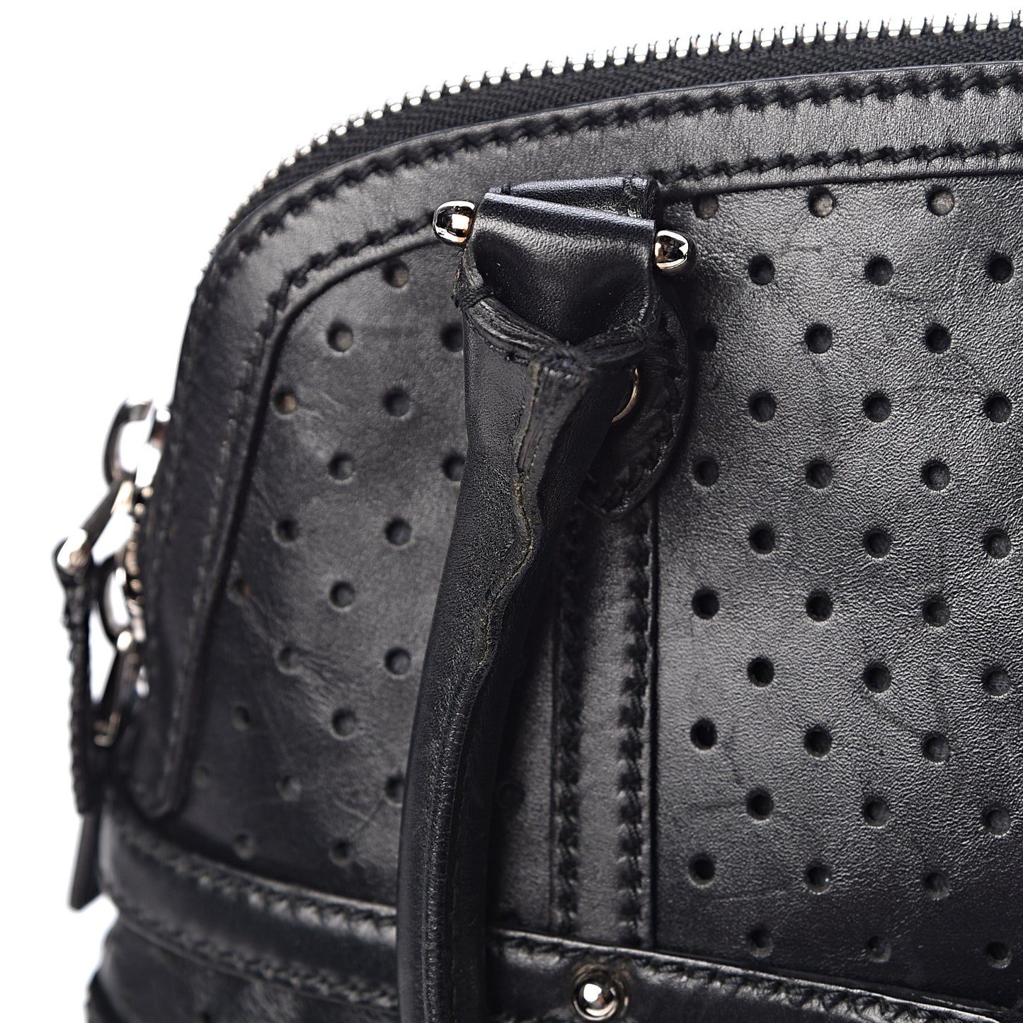Perforated Calfskin Reins Tote Black