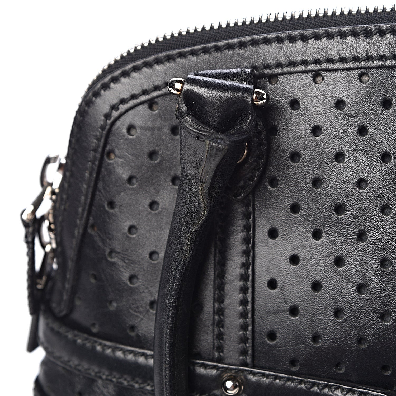 Gucci Perforated Calfskin Reins Tote Black 10 of 12