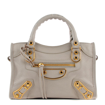 Balenciaga Chevre Gold Metallic Edge Hardware Mini City Gris Clair Gris Perle 1 of 12