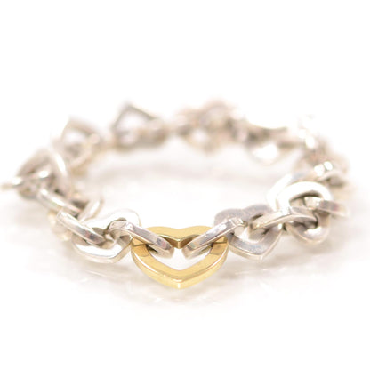Tiffany Sterling Silver 18K Yellow Gold Heart Links Bracelet 1 of 5