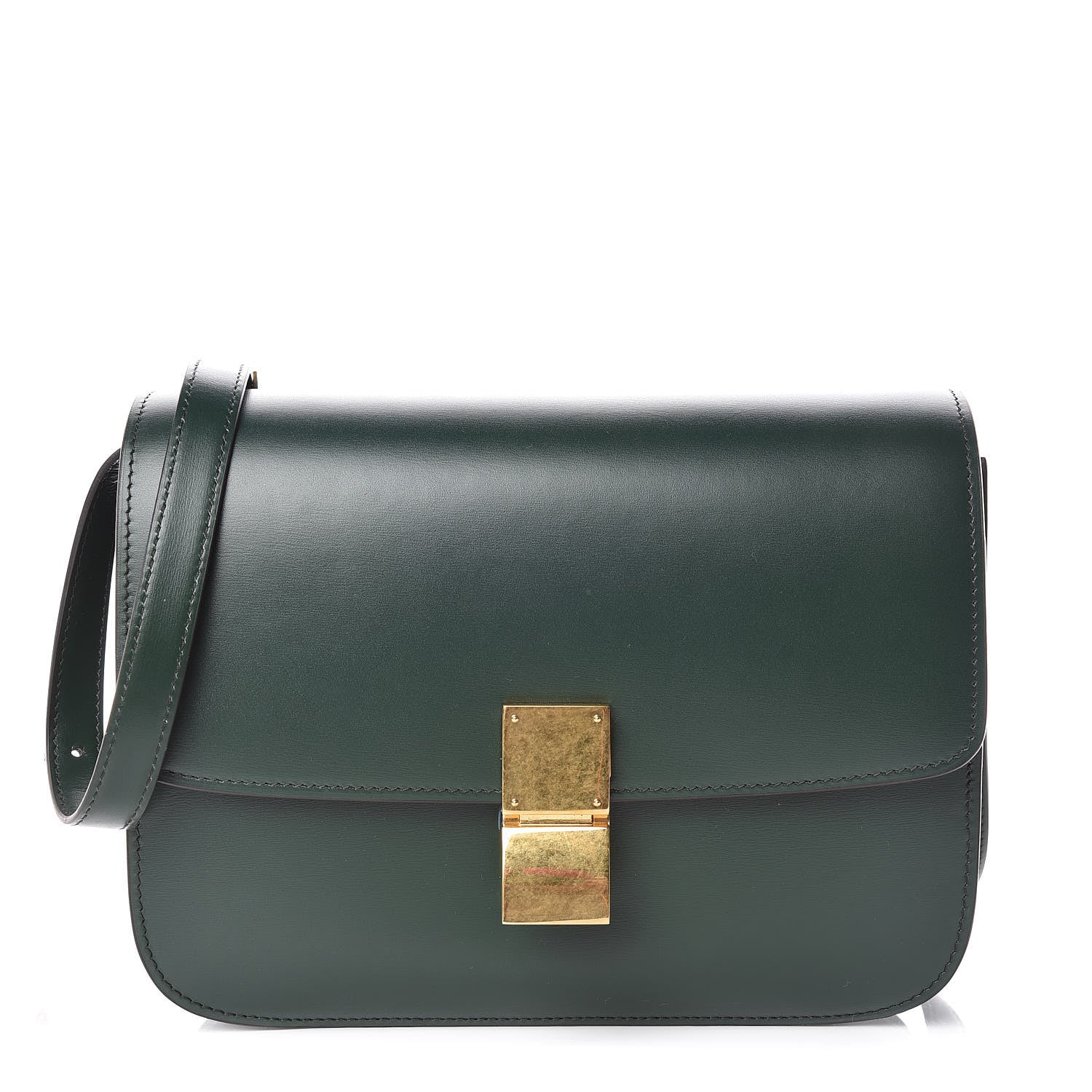 Celine Box Calfskin Medium Classic Box Flap Bag Dark Green 1 of 11