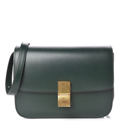 Celine Box Calfskin Medium Classic Box Flap Bag Dark Green 1 of 11