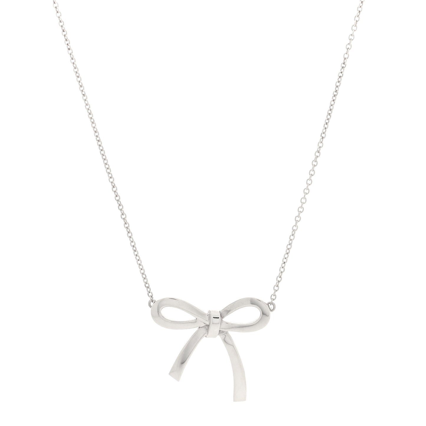 Sterling Silver Large Bow Pendant Necklace