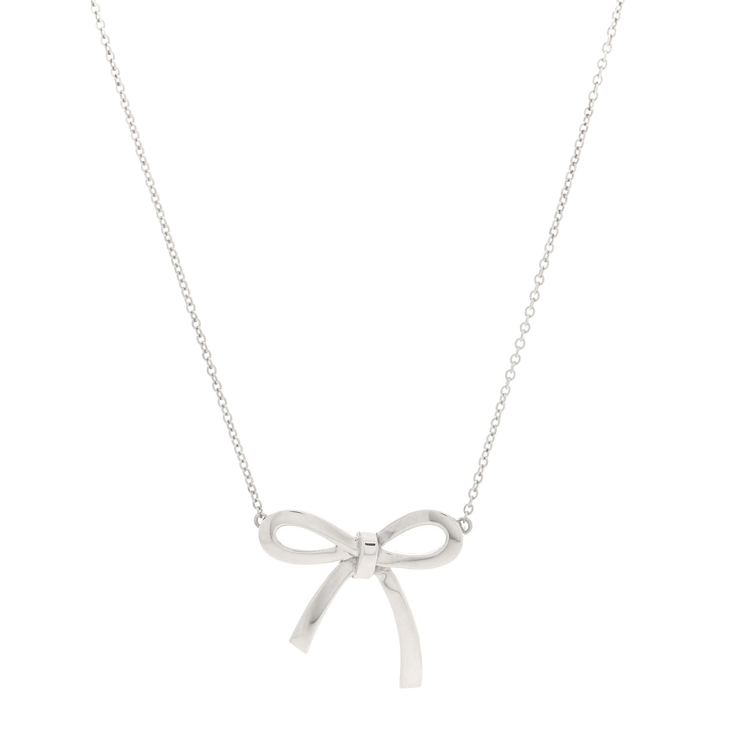 Tiffany Sterling Silver Large Bow Pendant Necklace 1 of 4