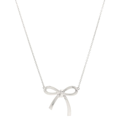 Tiffany Sterling Silver Large Bow Pendant Necklace 1 of 4