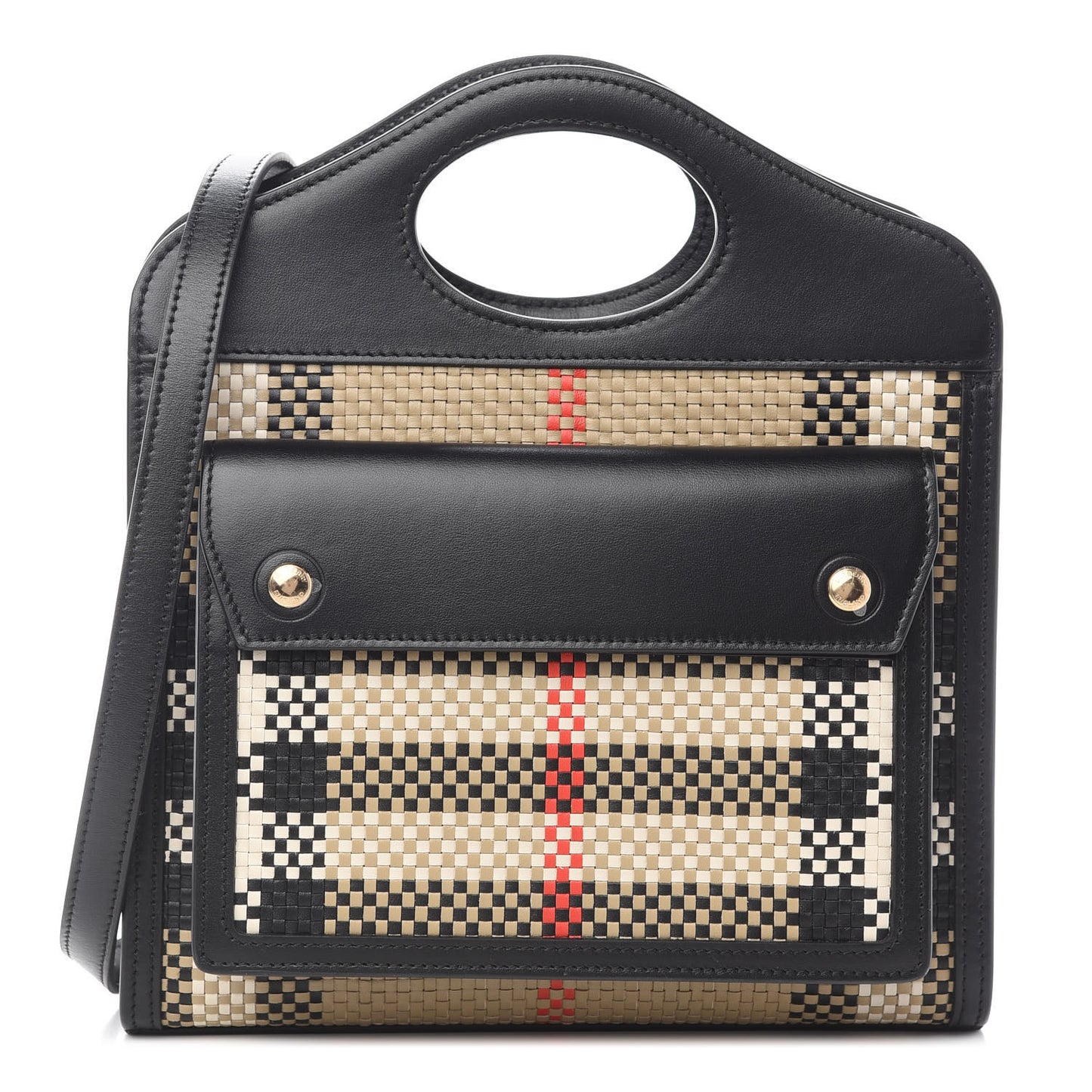 Calfskin Check Mini Pocket Bag Black