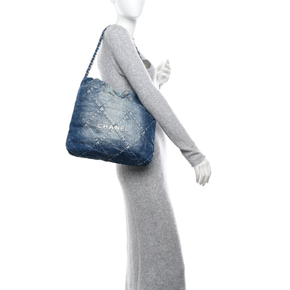 Chanel Denim Quilted Small Chanel 22 Blue 2 of 12
