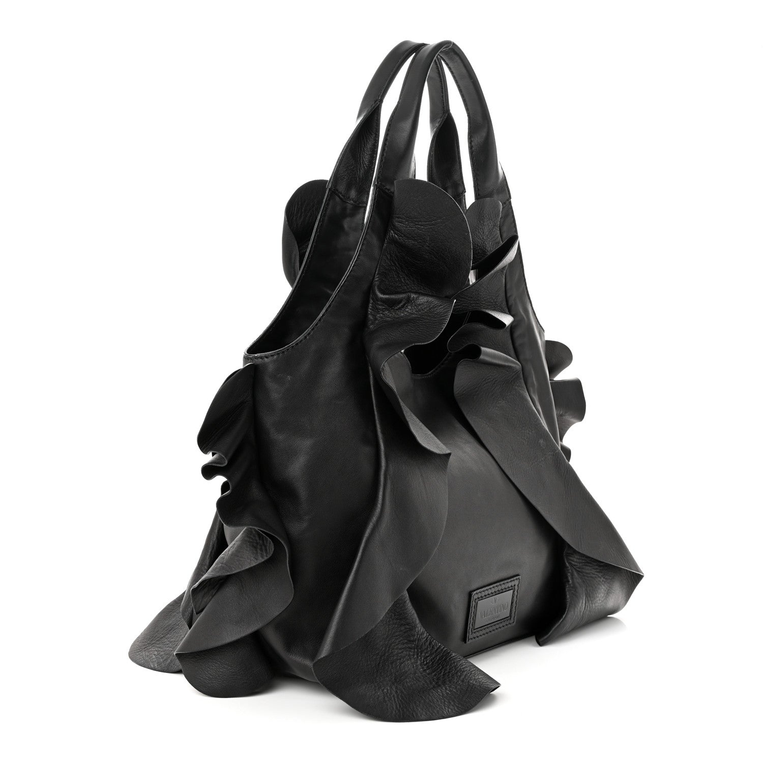 Valentino Garavani Nappa Ruffled Hobo Black 3 of 12