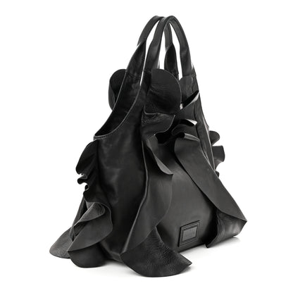 Valentino Garavani Nappa Ruffled Hobo Black 3 of 12