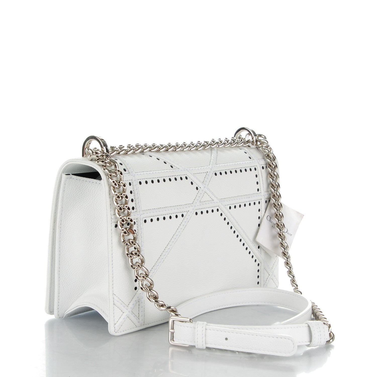 Christian Dior Grained Calfskin Perforated Diorama Flap Bag Latte 3 of 8