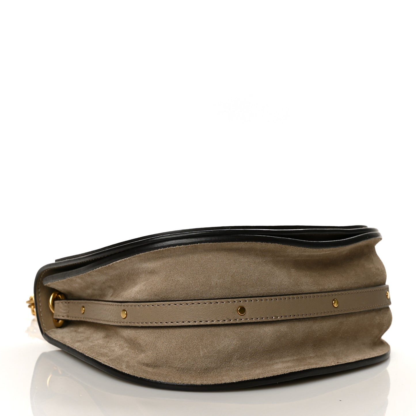 Calfskin Suede Medium Nile Bracelet Bag Motty Grey