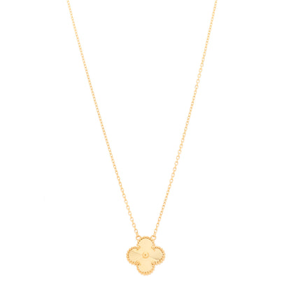 Van Cleef & Arpels 18K Yellow Gold Guilloche Vintage Alhambra Pendant Necklace 1 of 6